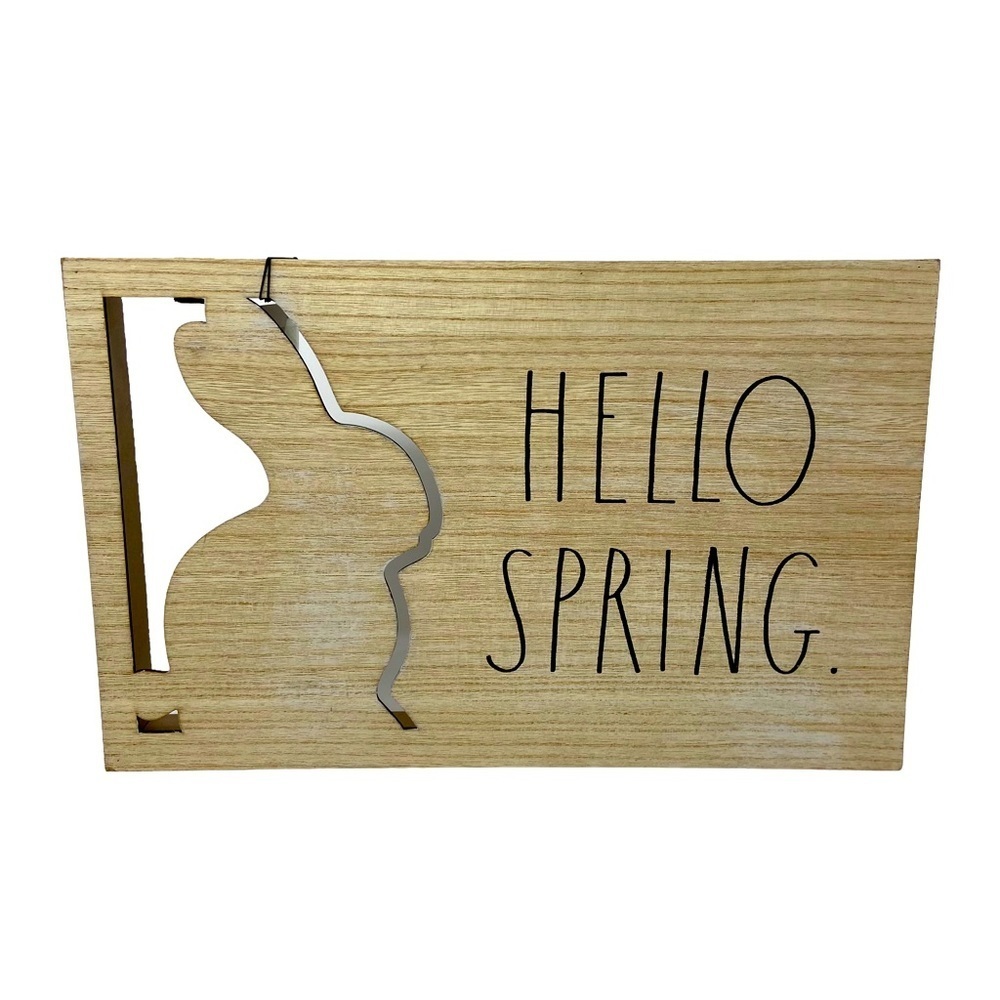 Hello Spring Carved Wall Art. - Picture 1 of 5